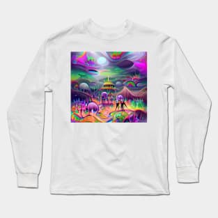 Psychedelic Alien Lands Long Sleeve T-Shirt